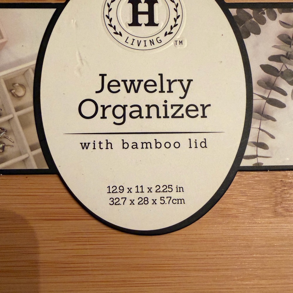Jewelry Organizer with Bamboo Lid - White